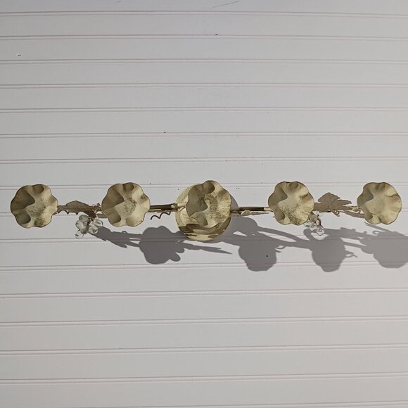 Italian Tole Iron Candelabra 5-arm Grape Leaves Votive Candle Holder Centerpiece - Picture 14 of 16